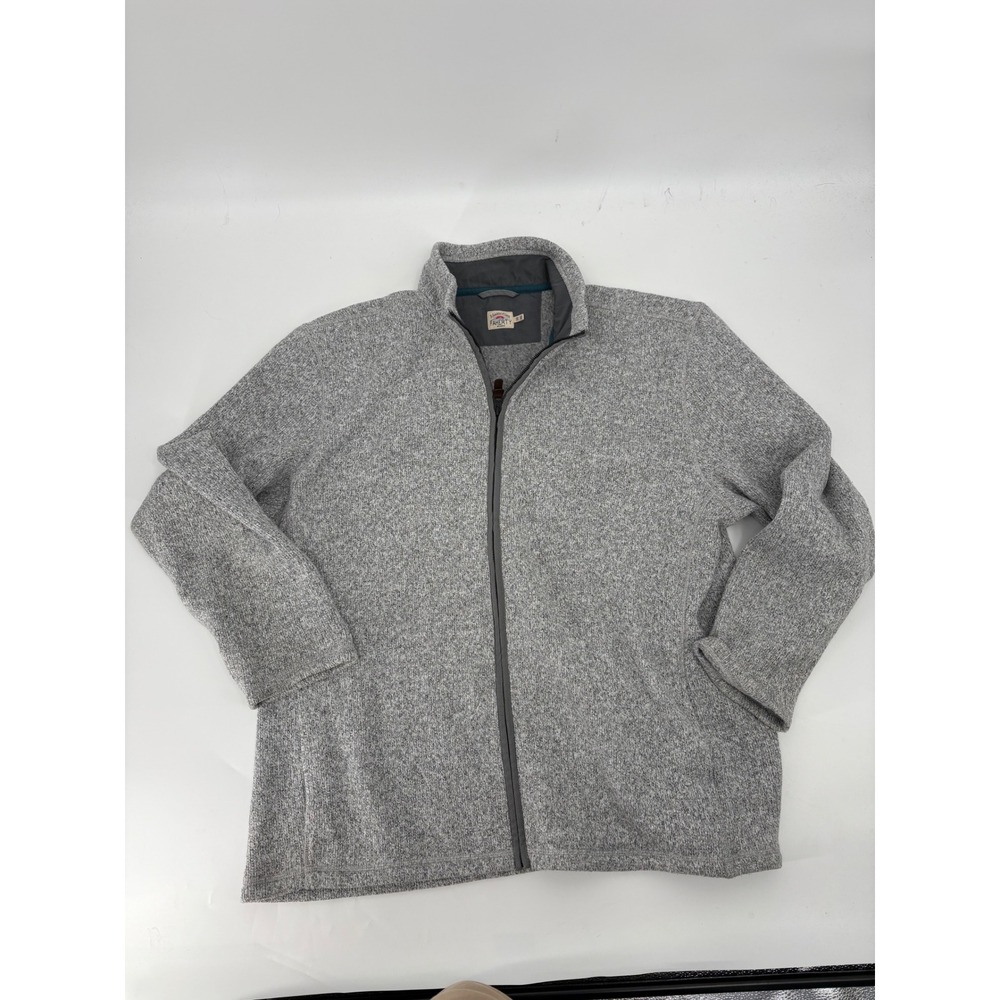 Faherty Brand Mens Full Zip Sweater Jacket Heather Grey Neck Size XXL